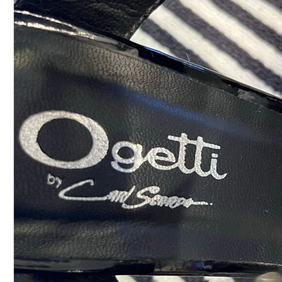 Ogetti by Carla Scarpa Womens 7.5 Black/Silver Leather Dressy High Heel Pumps - Picture 2 of 10
